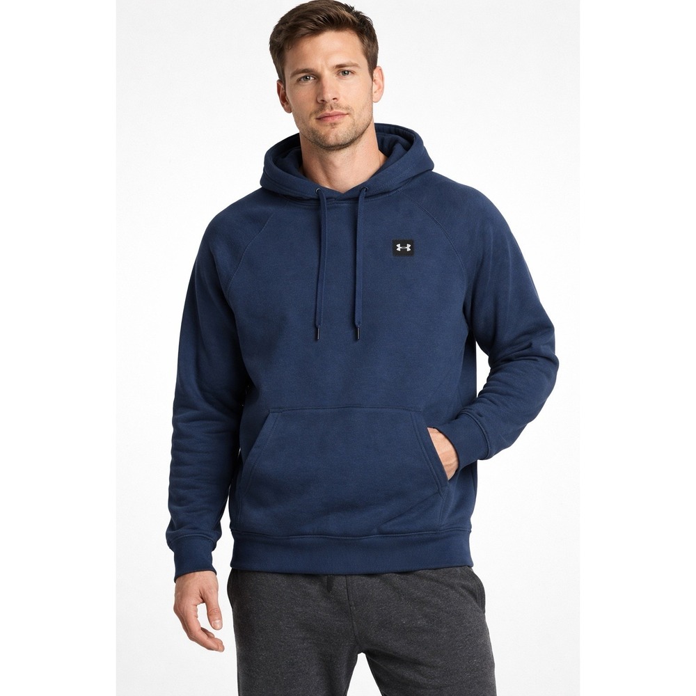 Under Armour‎ Rival Fleece Hoodie Men's Sz Large Blue Pullover Logo Pocket